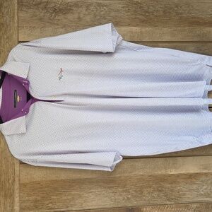 Greg Norman Collection Light Purple Patterned Polo with Purple Trim